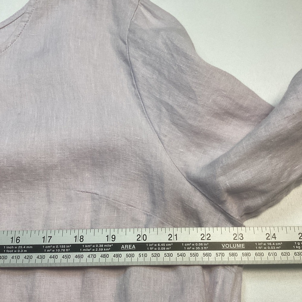 Sigrid Olsen Linen Button Down Shirt Women XL Purple Peplum Boho Coastal Minimal - Picture 6 of 7